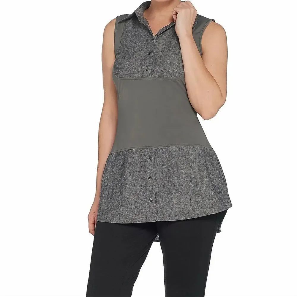 Kathleen Kirkwood Dictrac-Ease Chambray Shirttail Top